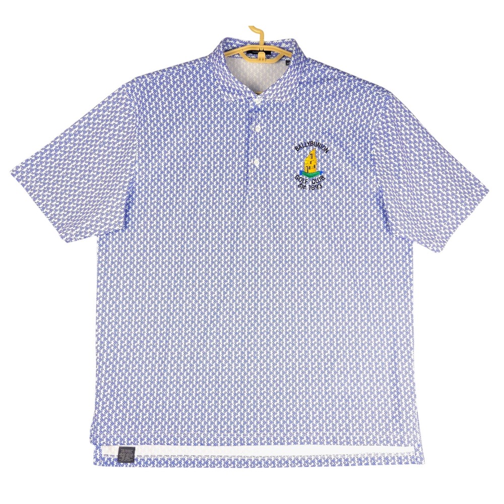 Turtleson Ballybunion Golf Club Polo Shirt Mens XL Blue Floral Performance Print